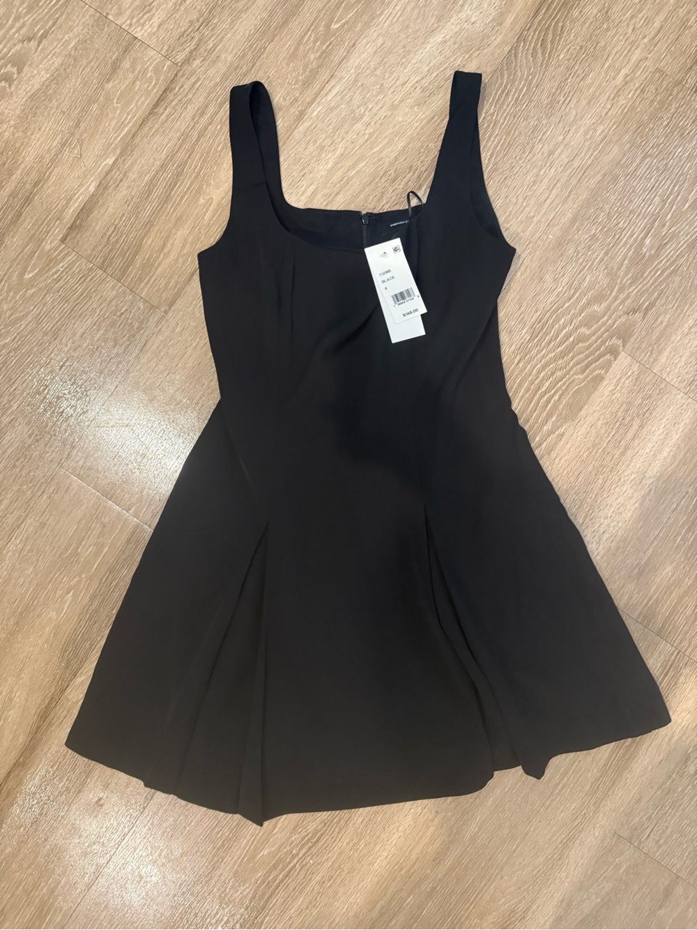 French Connection Black Sleeveless Square-Neck Mini Dress
